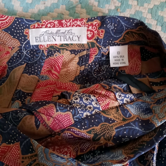 Ellen Tracy Vintage Silk Pleated Floral Skirt - Picture 4 of 5